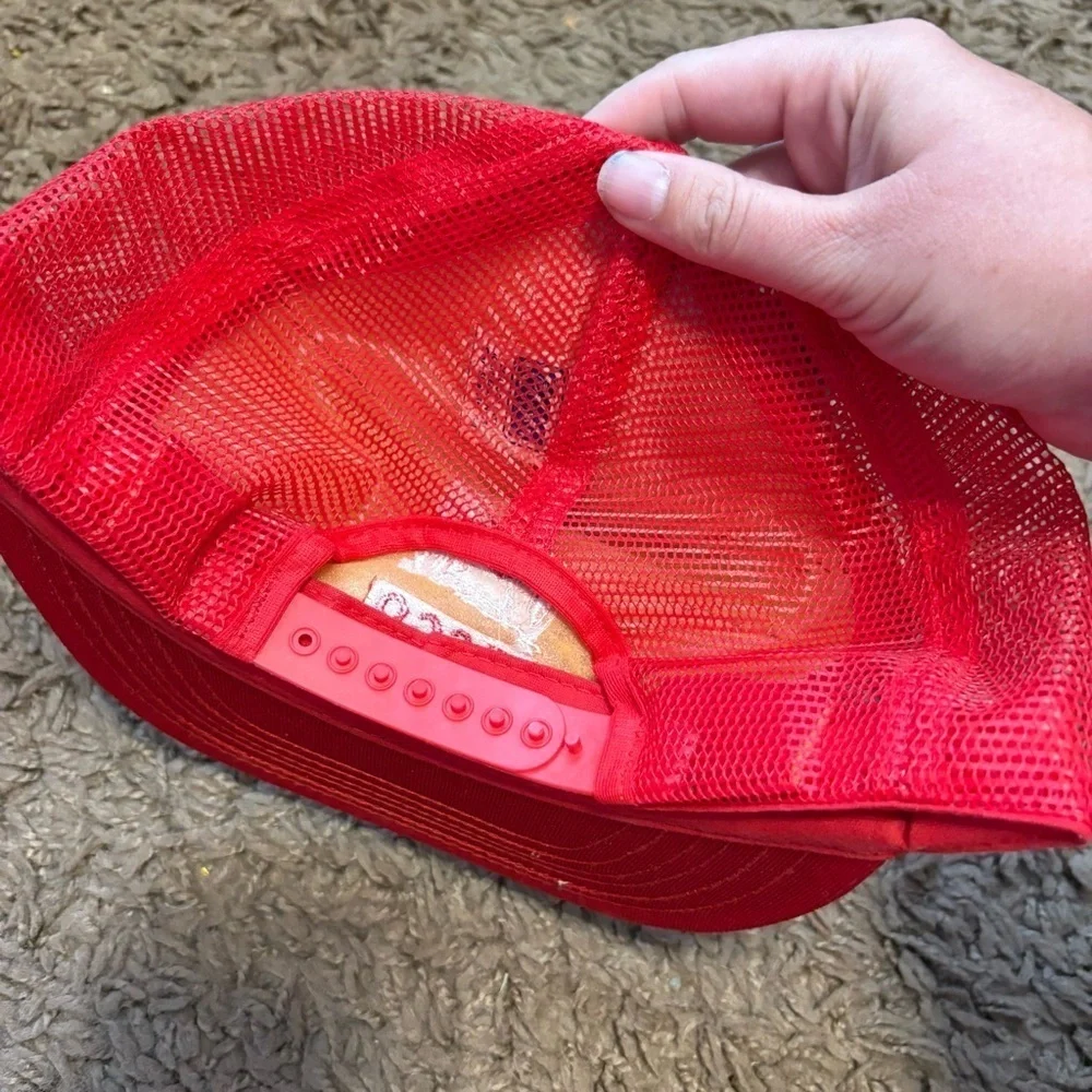 Vintage Tisco Tractor Embroidered Red Snap Back Trucker Hat Mesh